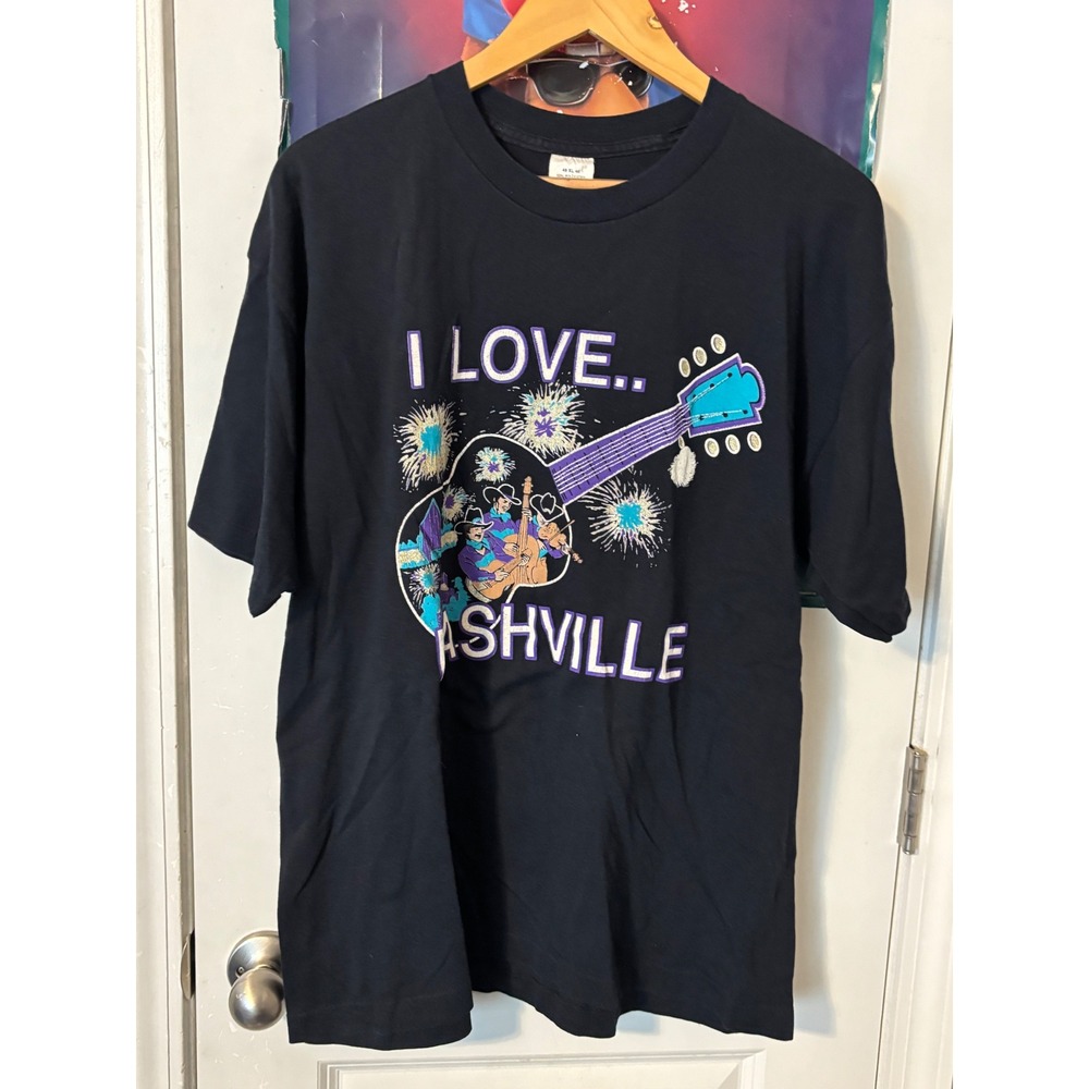 Vintage Belton Nashville Loved Me T-Shirt XL Black Country Music Glitter Graphic